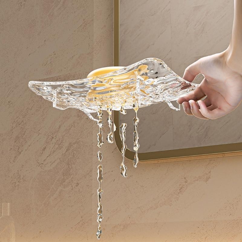 2PCS Modern Soap Holder With Drainage Design Practical Bathroom Soap Organizers Case For Sink Kitchen Countertop