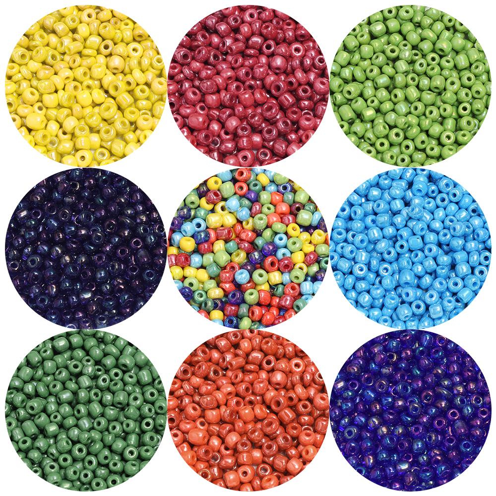 40g/lot 4mm Glass Rice Beads Solid Color Round Loose DIY Seed Bead for Bracelets Earrings Jewelry Making Beaded Accessories