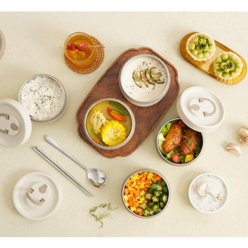 304 Stainless Steel Lunch Box with Soup Container Portable Thermal Bento Box for Office & School Leak-Proof & Easy Clean