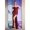 New Women's Off Shoulder Sequin Evening Dress High Slit Bodycon Maxi Party Gown for Formal Cocktail Prom Wedding Guest Events