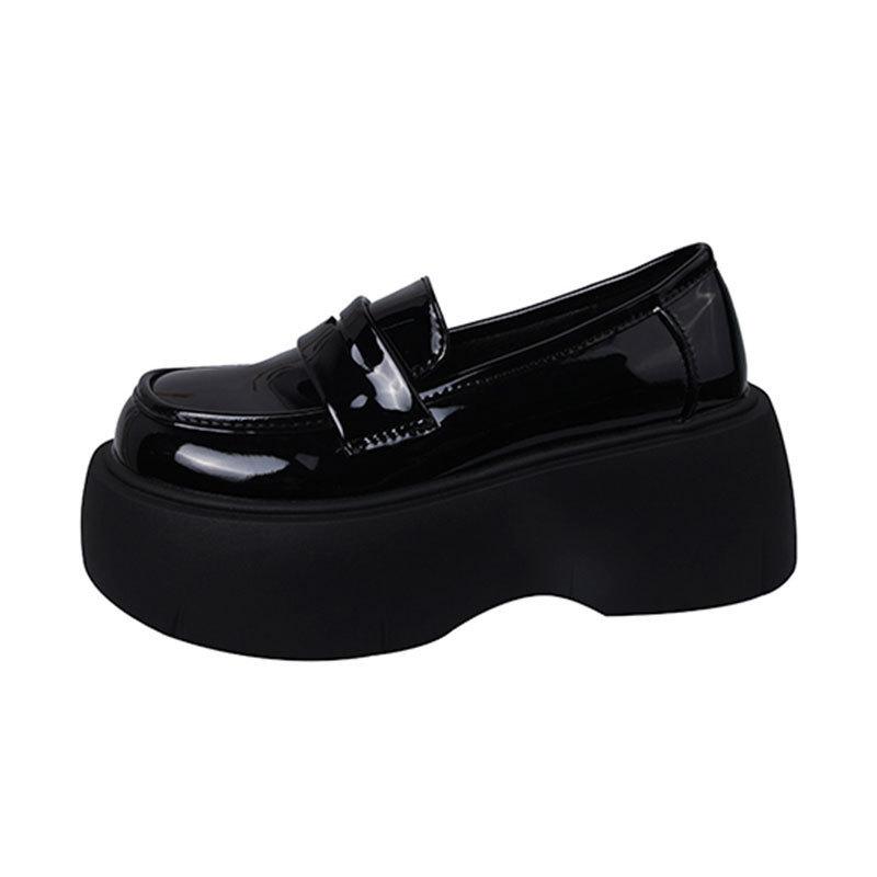 British college style platform high-heeled small leather shoes women's spring and autumn 2025 new small man height increase Mary Jane single shoes