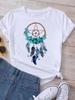 Women's Pattern Short Sleeve T-Shirt Women's Summer Clothing Feather 90S Fashion Women's University T-Shirt