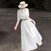 Elegant Striped Cinch-Waist Shirt Dress