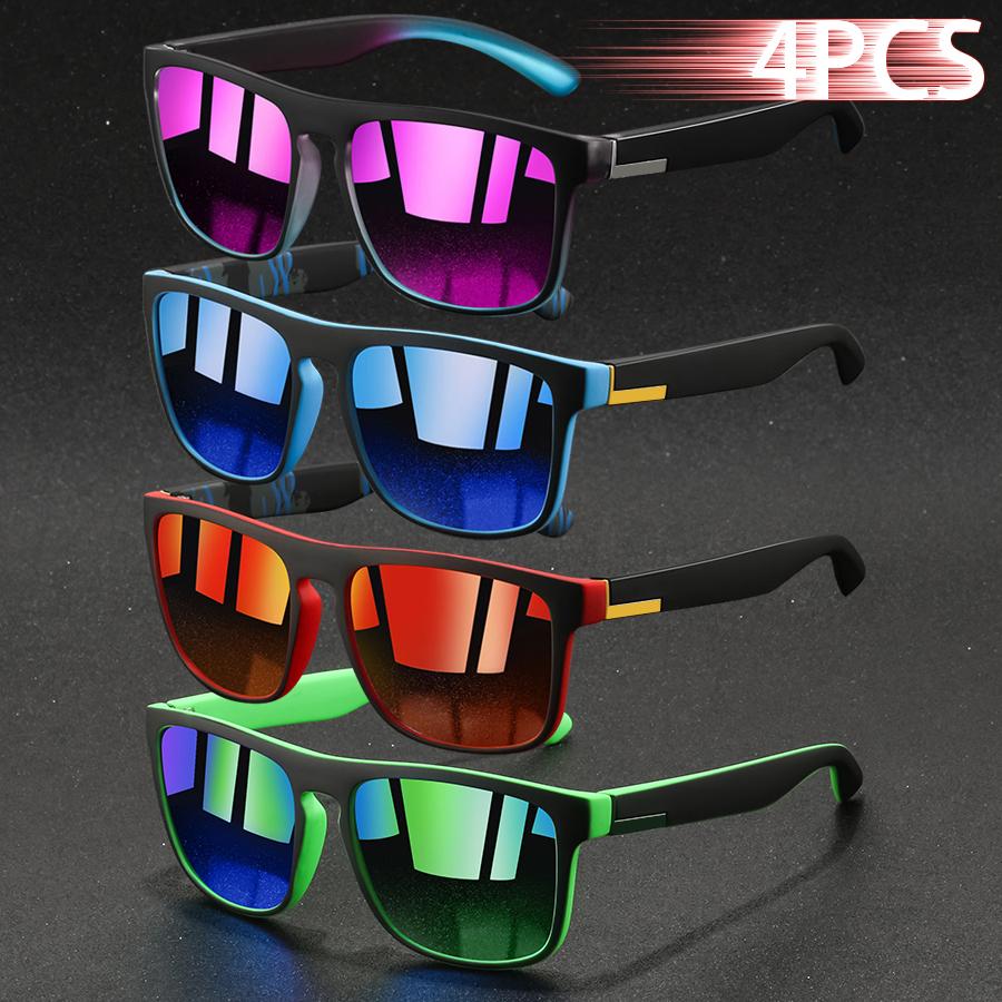 1/4 szt. Kwadratowe Okulary Przeciwsłoneczne Vintage Męskie Damskie Luksusowe Designerskie Okulary Przeciwsłoneczne Przeciwodblaskowe Retro Okulary do Wędkarstwa Jazdy