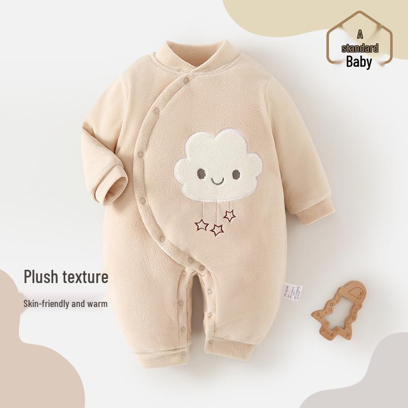 Verdickter warmer Fleece-Baby-Strampler für Herbst/Winter - Neugeborenen-Wattierter Krabbelanzug