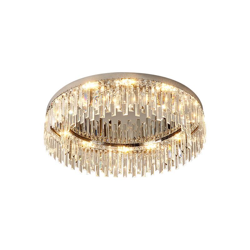Luxury LED Crystal Ceiling Light: Round & Rectangular Dimmable Pendant for Living Room, Dining Room, Bedroom, Hall.