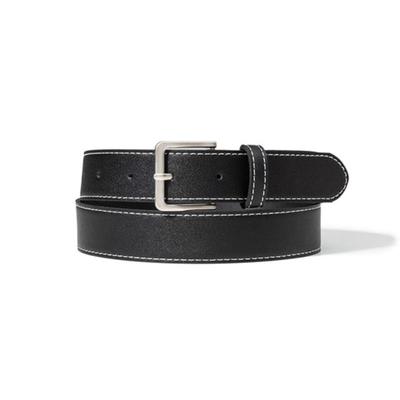 Halden white stitch standard silberne Schnalle Gürtel (T032_schwarz)