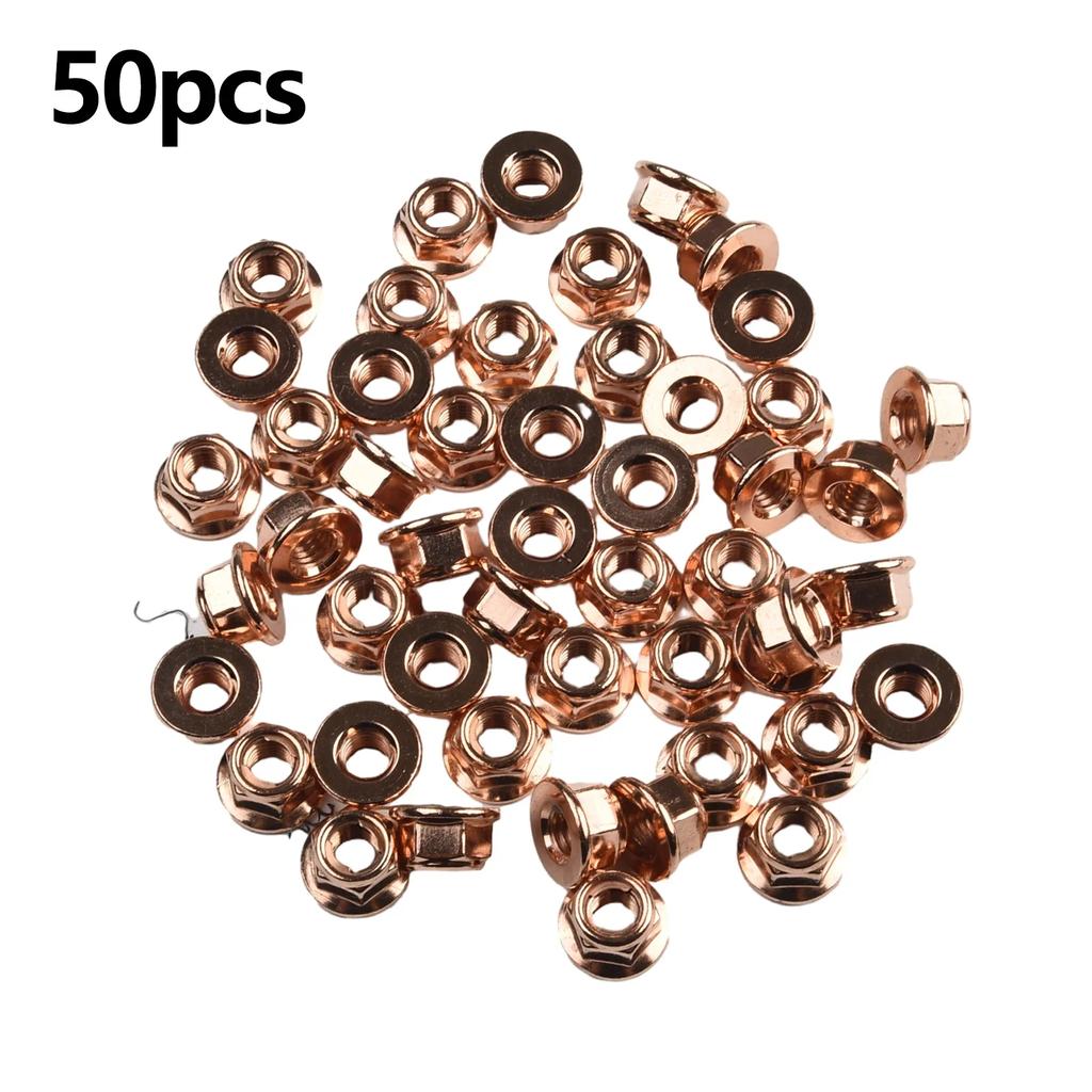 1pcs Copper Exhaust Nuts M8 Copper-plated Heads Stud Locked Nuts Copper Bolts Screws Bolt Screws Turbo Exhaust Stud Hex