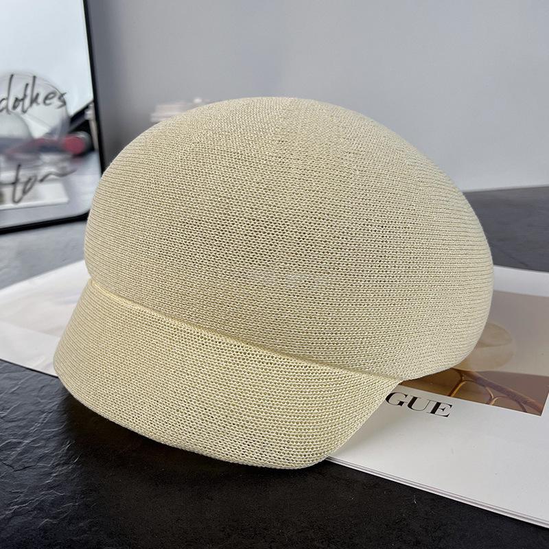 New Solid Color Knitted Cap Cap Women's Summer Outdoor Travel Sunscreen Visor Light Breathable Short Brim Equestrian Hat