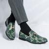 Men Printing Loafers Leather Shoes Formal Business Flats Slip On Shoes Wedding Dress Prom Black Shoes Large Size