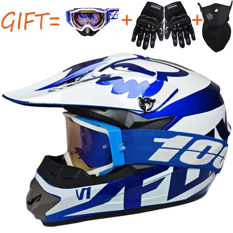 Equipped With 100% Goggles + Gloves Mask Off-road Helmet Mountain Biking Downhill Youth Go-kart