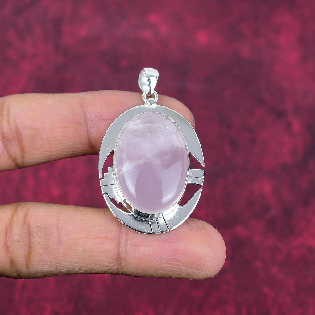 Rosenquarz Schmuck, 925 Sterling Silber Anhänger, handgefertigter Edelsteinschmuck, Geschenke für die Frau, brandneuer Anhänger