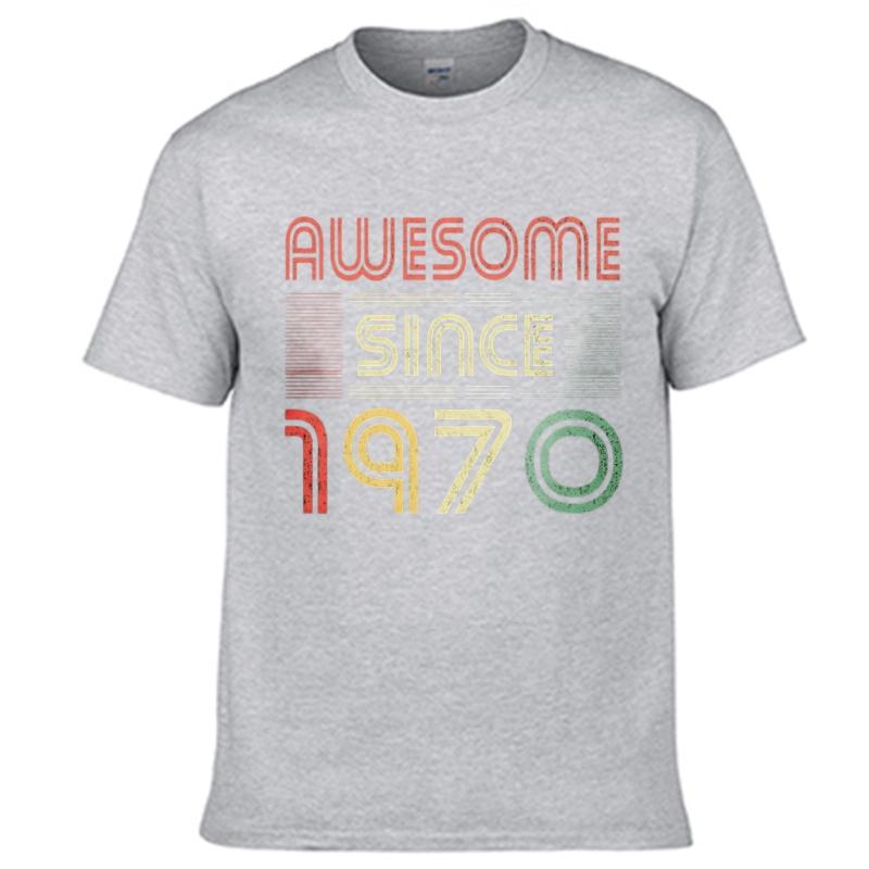 men brand tshirt Oversized summer Unisex tshirt Awesome Since 1970 Retro Design Short Sleeve Comfortable Crew Neck Teeshirt