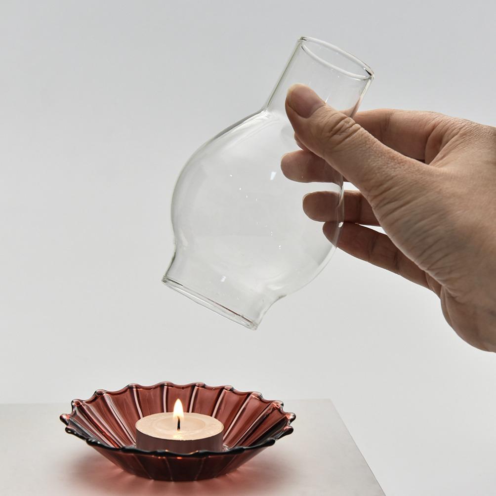 Zen Inspired Glass Candle Holder Retro Windproof Candlestick for Candles Home Desktop Ornament Minimalist Candlestick Room Decor