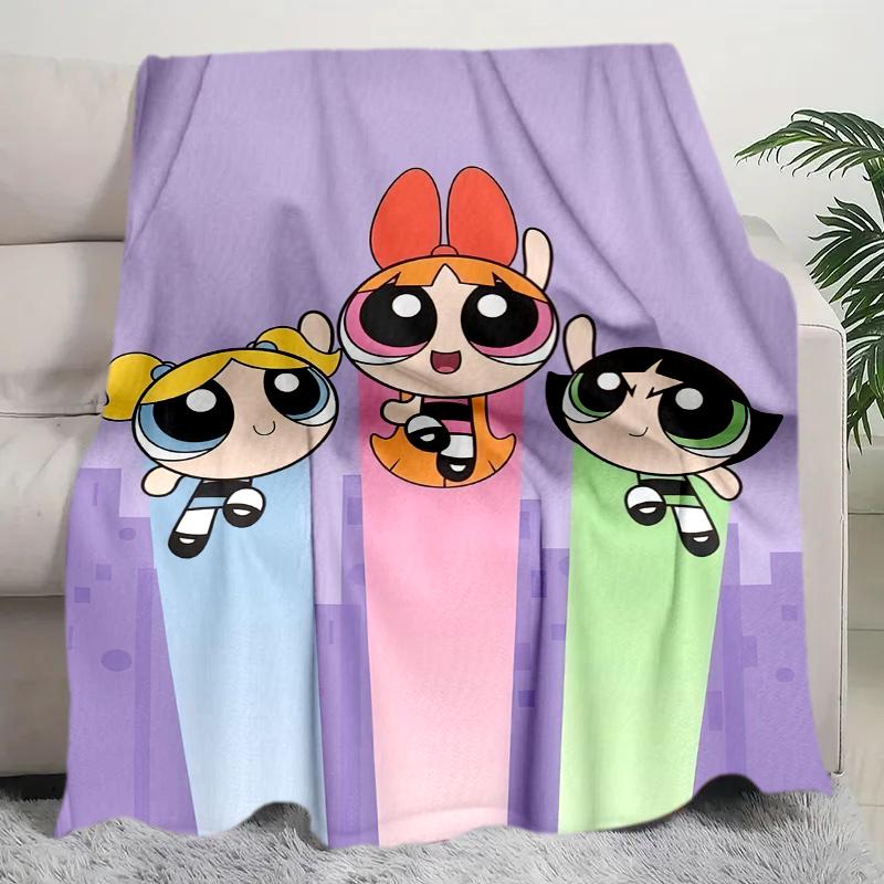 1PC The Powerpuff Girls printed blanket, all season lightweight home office outdoor nap multifunctional blanket A7