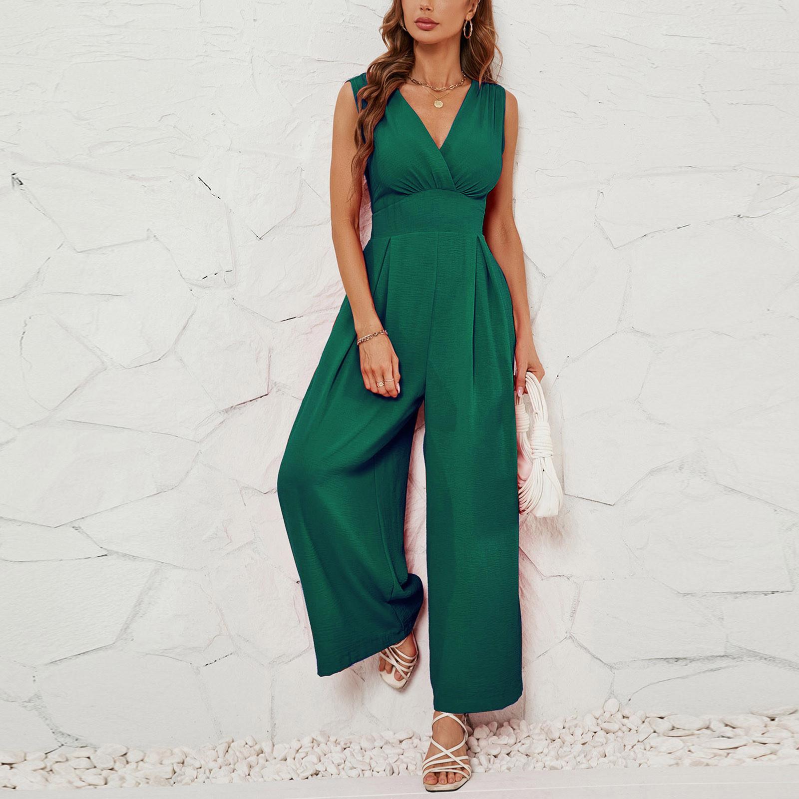 

Женский летний модный комбинезон без рукавов с v-образным вырезом и утягивающим талию L