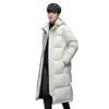 Men's winter couple long down jacket over the knee hooded jacket thickened white duck down versatile for men and women
