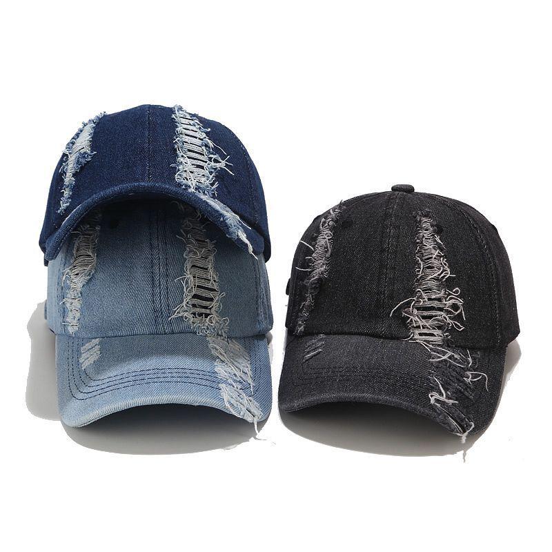 Men's Spring/Summer Ripped Denim Baseball Cap - European & American Fashion Duckbill Sun Hat