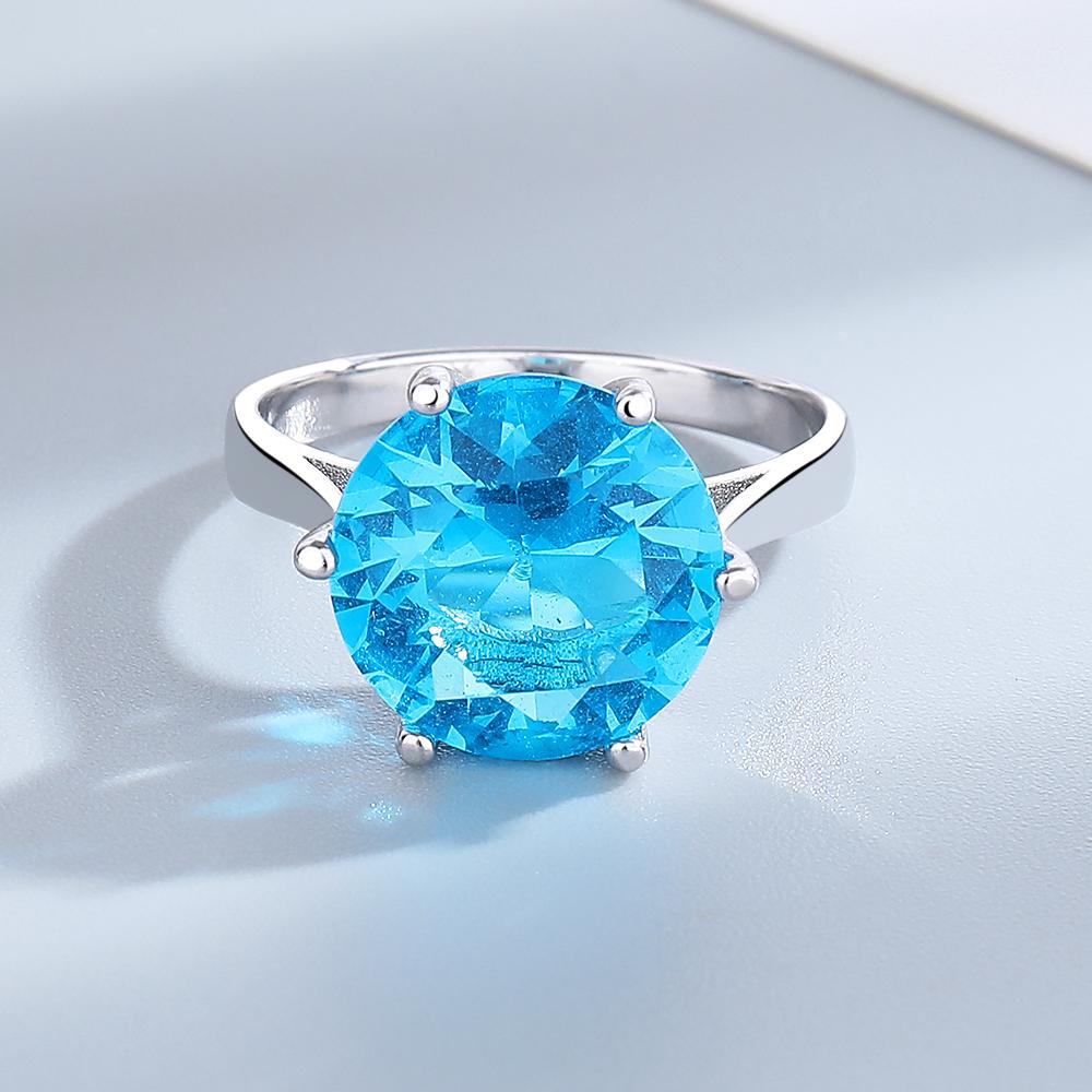 Women's Jewelry  CopperRings Sapphire Blue Zircon Oval Wedding Ring For Women Girls Party