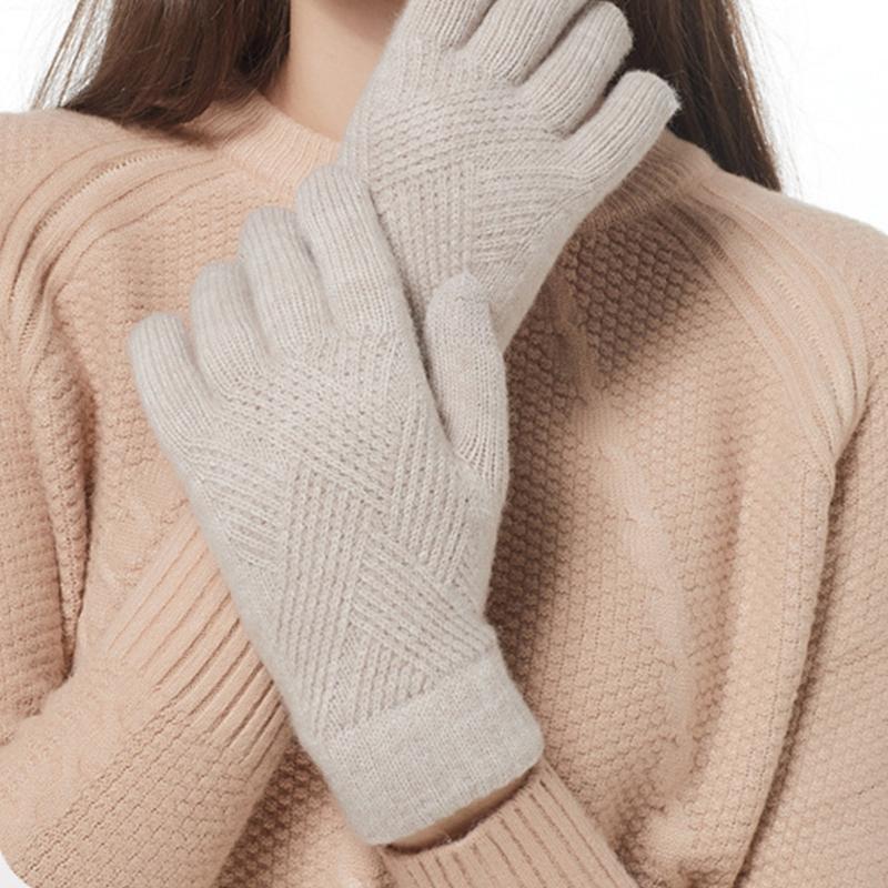 Modische Gestrickte Dicke Handschuhe für Männer & Frauen Einfarbig Argyle-Muster Winddicht Warm Herbst Winter Vollfingerhandschuhe