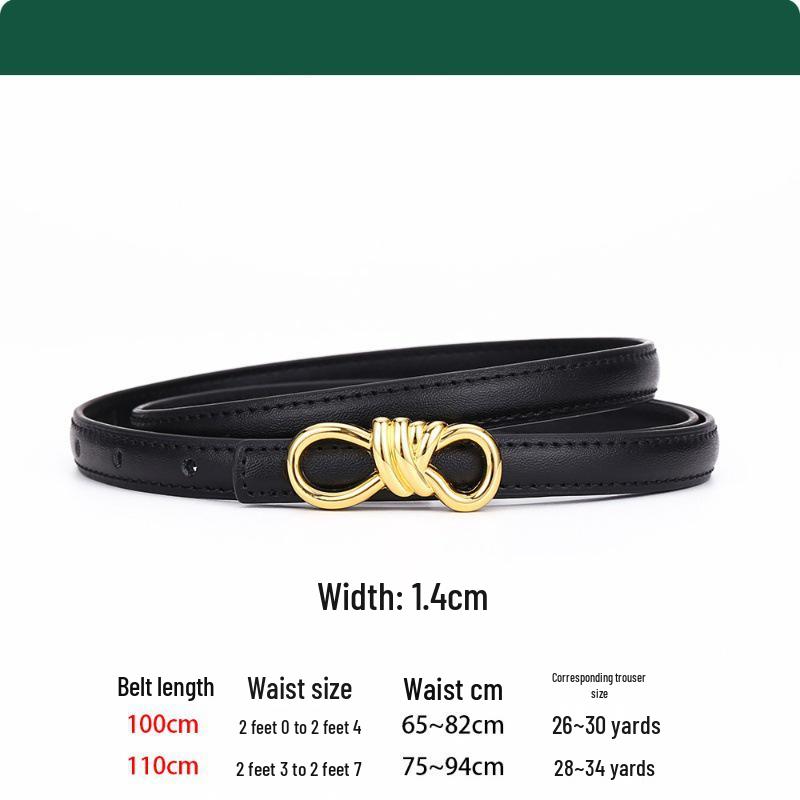 Women's Leather Belt with Rope Knot, H Buckle, Thin Waistband - 2026 Fashionable Accessory