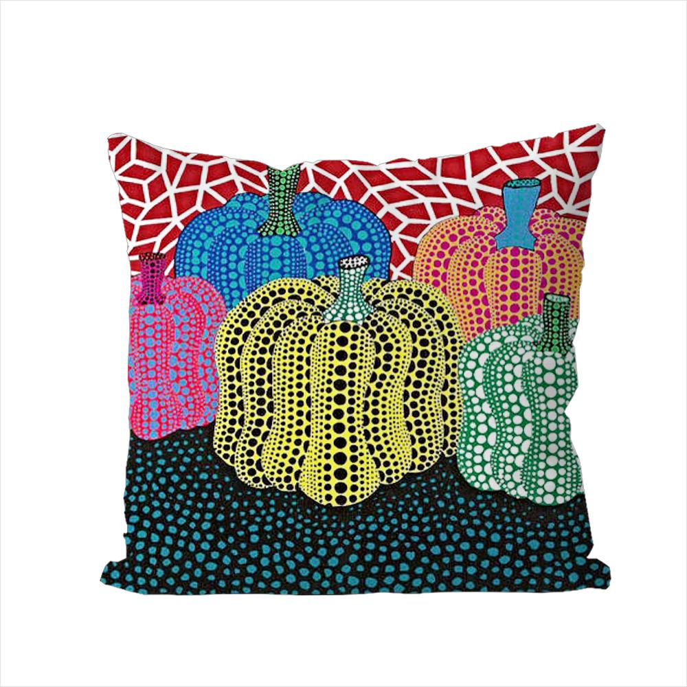 Yayoi Kusama Pumpkin Pillow Case For Car Sofa Decorative Home Doublesided Print Plush Square Throw Pillow Cushion Cover