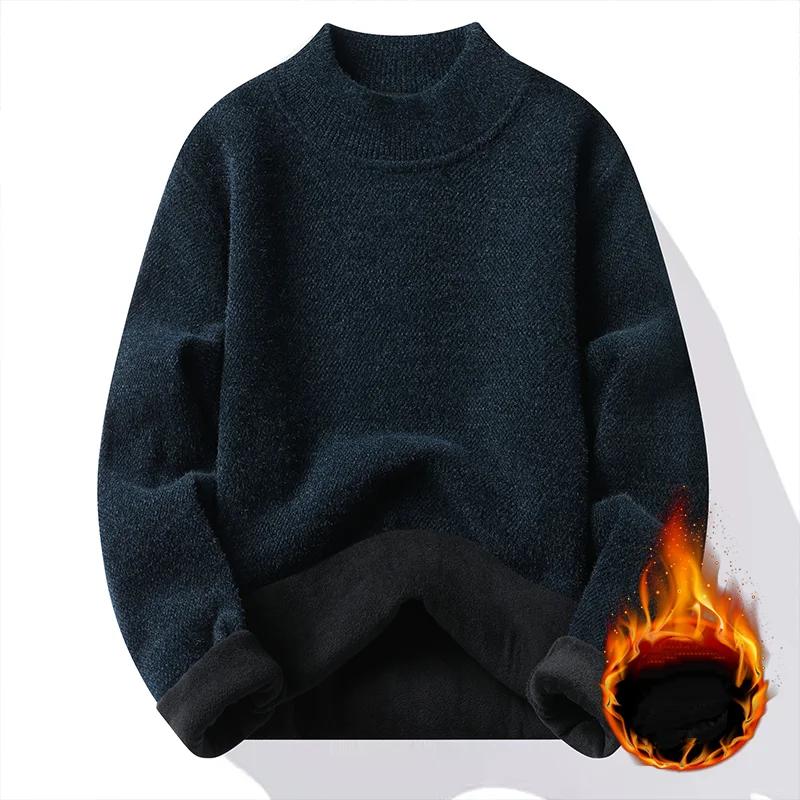 

Осень Зима Мужские Толстые Теплые Свитера Пуловеры Мода Мужские Однотонные Вязаные Свитера Джемперы Трендовые Нижние Рубашки L