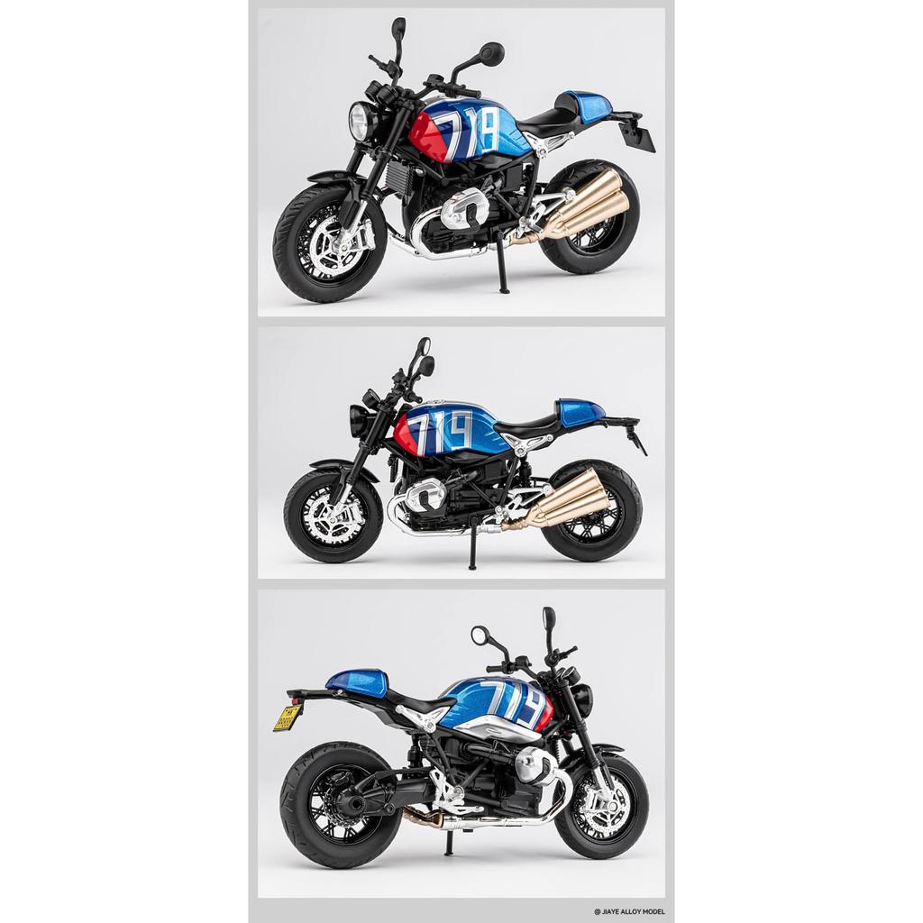 1/12 BMW R NINE T Modello di Moto Sportiva Retrò in Lega in Metallo Diecast Modello di Moto da Corsa Stradale Suono e Luce Giocattolo per Bambini Regalo