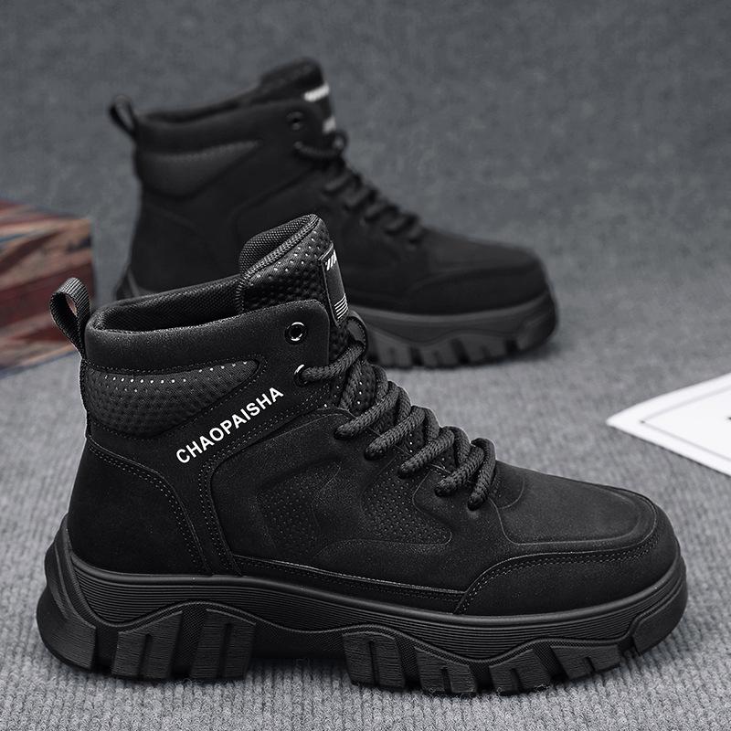 Men s shoes autumn and winter 2024 new men s high-top retro tooling casual height increase wear-resistant locomotive Martin boots tide 39