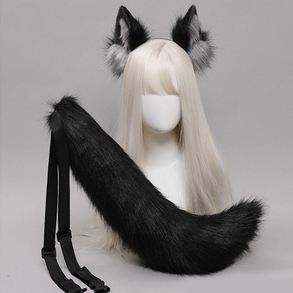 Handgemachtes Cosplay Tierohren-Haarband Roter Fuchs Wolfskönig Katze Bestienohr Kunstpelzschwanz Goldener Fuchs Anime Haar-Accessoires