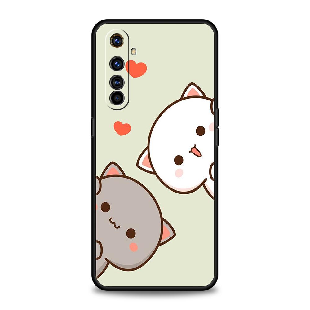 Peach And Goma Cat Phone Case for Realme 8 9 Pro Plus 8i 9i 6 7 GT2 C21 C25 C3 C11 11 Pro 5G Plus Shockproof Silicone Shell Bags