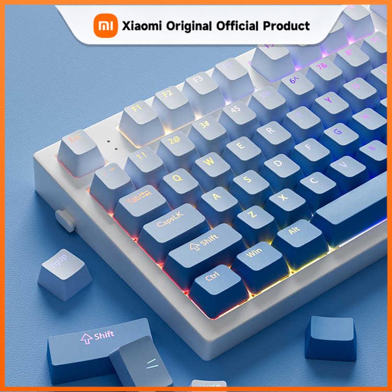 Xiaomi 130+ Keys Gradient Blue Shine Through Keycaps OEM Profile RGB Backlit PBT Double Shot Keycaps for MX Switches Gaming Keyboards
