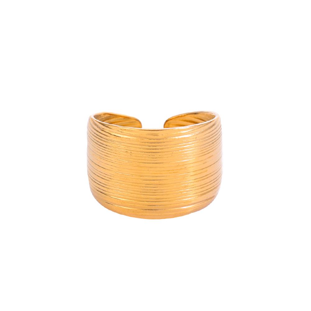Stylish Geometric Wide Band Titanium Steel Open Ring