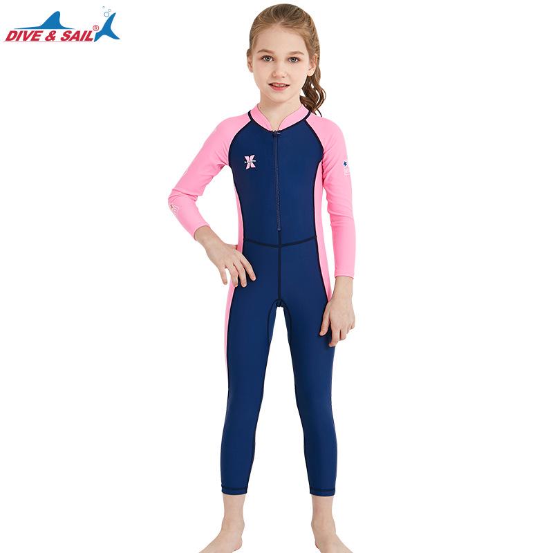 Children's Quick-Dry Long-Sleeve Swimsuit - Sun Protection, Summer One-Piece Dive Suit for Kids