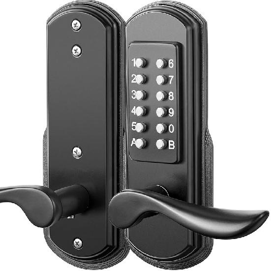 Elemake Keypad Door Lock, Keyless Entry Door Lock Mechanical Lock with Keypad, Combination Door Lock with Handle, Right Handed Door Lever Lock MKS04R