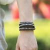 Rock Punk Silver Stud Genuine Leather Bracelet Multi Round Cowhide Leather Bracelet European American New Bracelet Foreign Trade