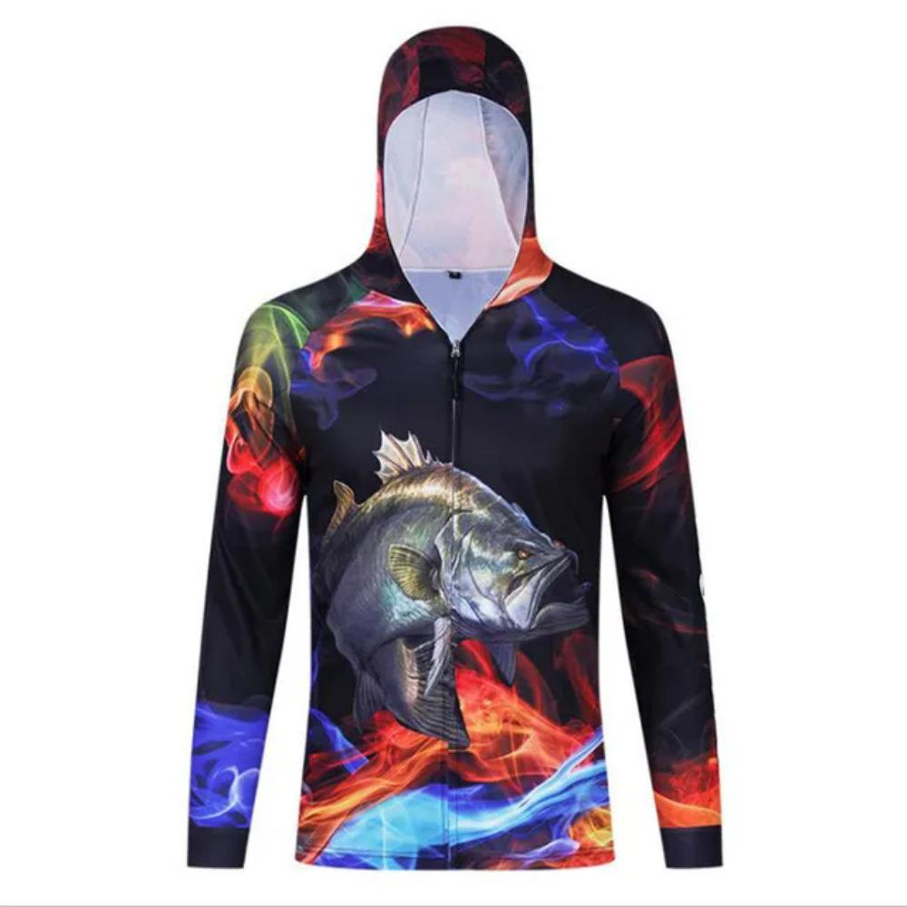 Men's zipper fishing suit, 2024 trendy hooded fishing suit, colorful quick-dry sun-protection fishing shirt