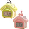 KX4B Cartoon Alarm Clock with Digital Display USB Rechargeable Bedsides Night Lamp Clock for Children Bedroom Decoration