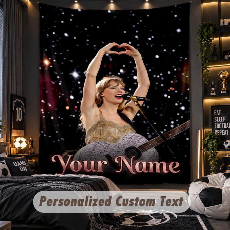 Personalized Wall Tapestry,Taylor Swift Custom Printed Name, Fabric Wall Art For Indoor Room Backdrop