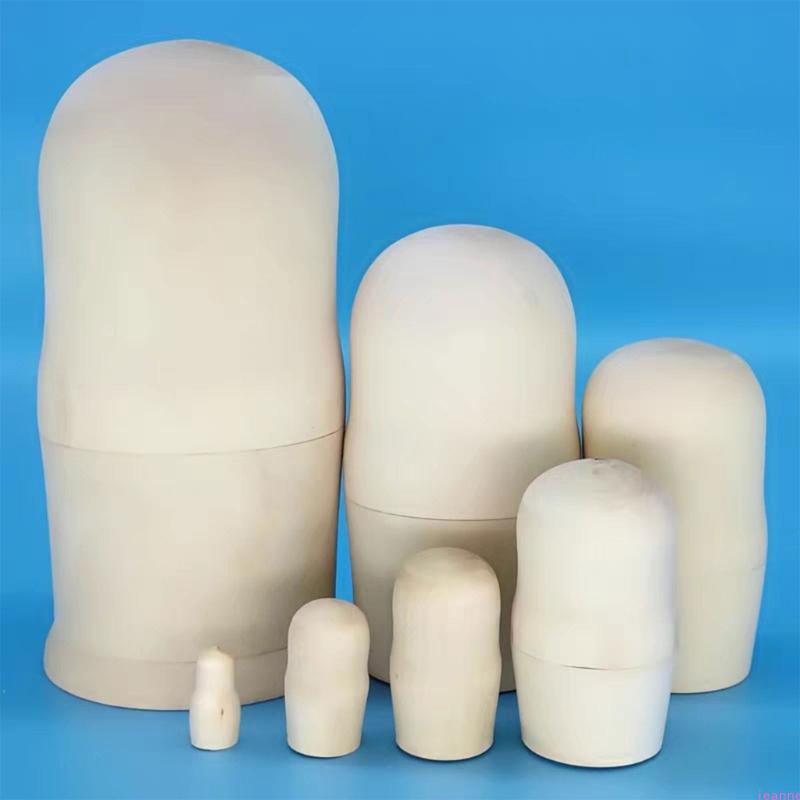 

7 Layer Blank Russian Matryoshka Dolls Wooden Handmade Art Unpainted Nesting Dolls Set For Kids And Adults Customizable CN