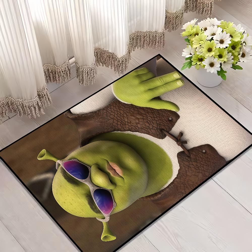 funny Classic Home Bedside Rug Kitchen Bath Floor Mat Hallway Balcony Carpet Green Face Entrance Doormat hogar Decor s-Shreks