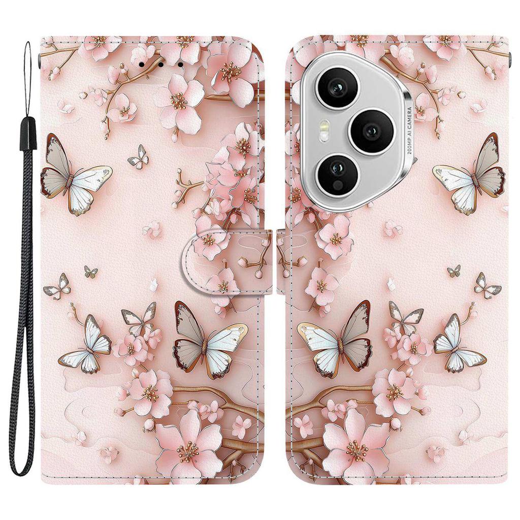 Per Honor 400 Pro 5G (Globale) Custodia Portafoglio Stampa a Motivo Pelle Supporto Copertura Telefono con Cinturino