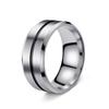 New European & American Men's Double Bevel Brushed Matte Wedding Ring - Simple Design, Hot Selling