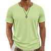 Men Casual Summer Loose V Neck Short Sleeve Solid T Shirt