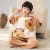 Cotton Short Sleeve Pajama Set Boys Lightweight Sleepwear Cartoon Print Kids Home Wear