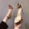 One-word Sandals Women's Spring and Summer 2025 New Soft Leather High Heels Women's Thin Heel Versatile Star Same Single Shoe