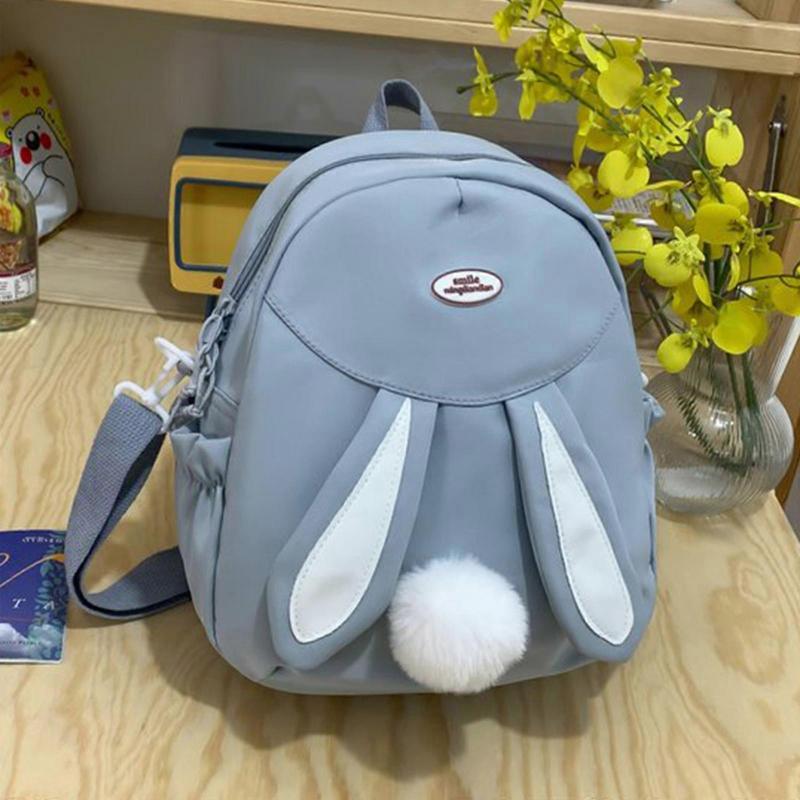 Women Cute Rabbit Ears Backpack Nylon Shoulder Bag Cartoon School Bag Satchel Rucksack  Yellow