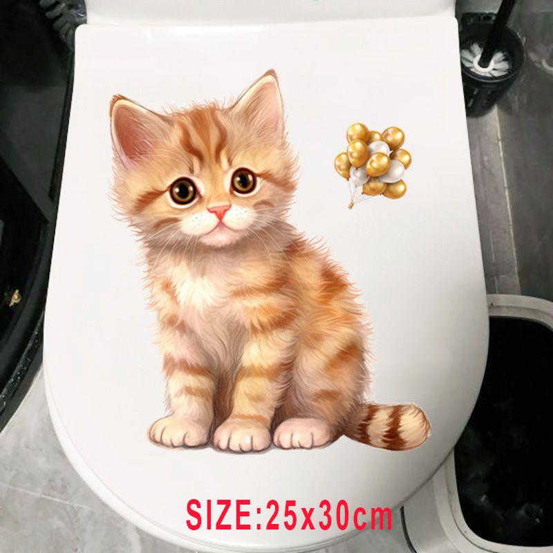 

Маленький кот лежит на стене, наклейка для ванной комнаты, туалета, декора гостиной, шкафа, домашнего декора, наклейки, украшающие водонепроницаемую наклейку белый