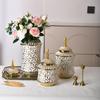 Light luxury ceramic general bottle storage jar Hotel flower arrangement ornament white gold ceramic vase large flowerpot decor