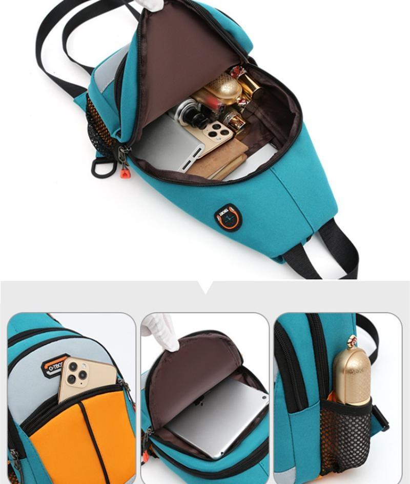 New Trend Geantă de umăr de mare capacitate, un singur umăr, umăr încrucișat, umăr dublu, multifuncțională, din pânză Oxford, în aer liber, pentru piept pentru studenți